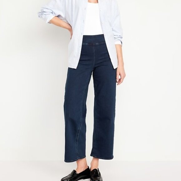 High-Waisted Weekender Pull-On Crop Wide-Leg Jeans SIZE 14 TALL - Picture 1 of 14